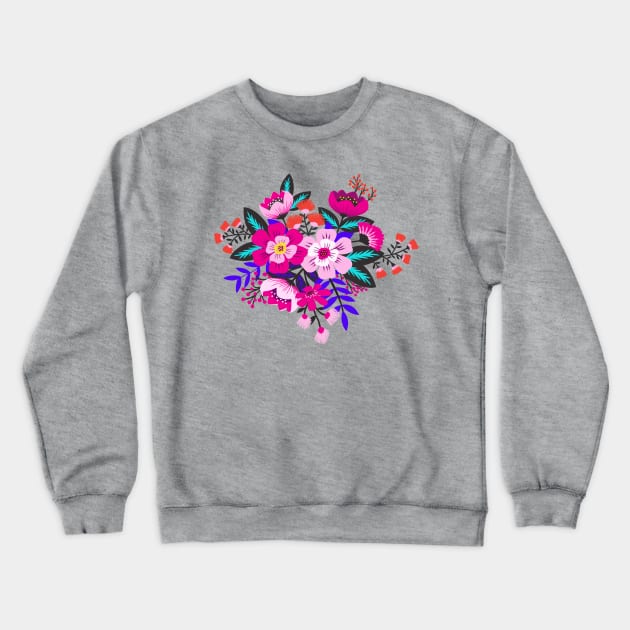 Bright boho flower bouquet Crewneck Sweatshirt by Jennifer Ladd